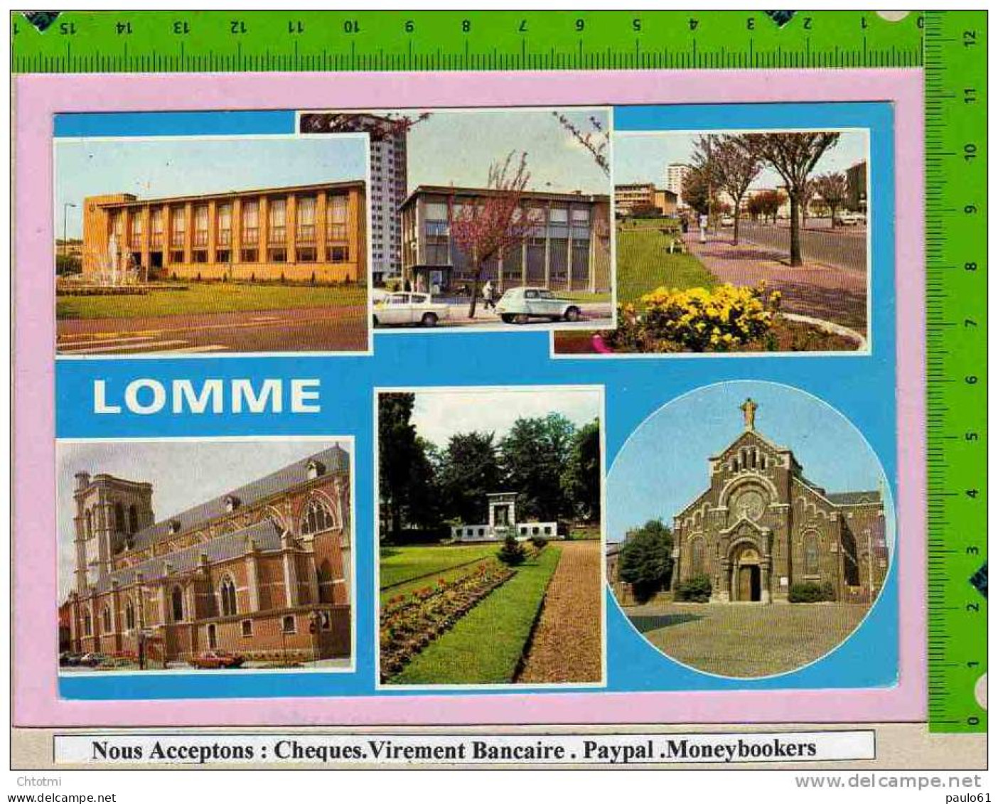 LOMME :Multivues Eglise Mairie Jardin - Lomme