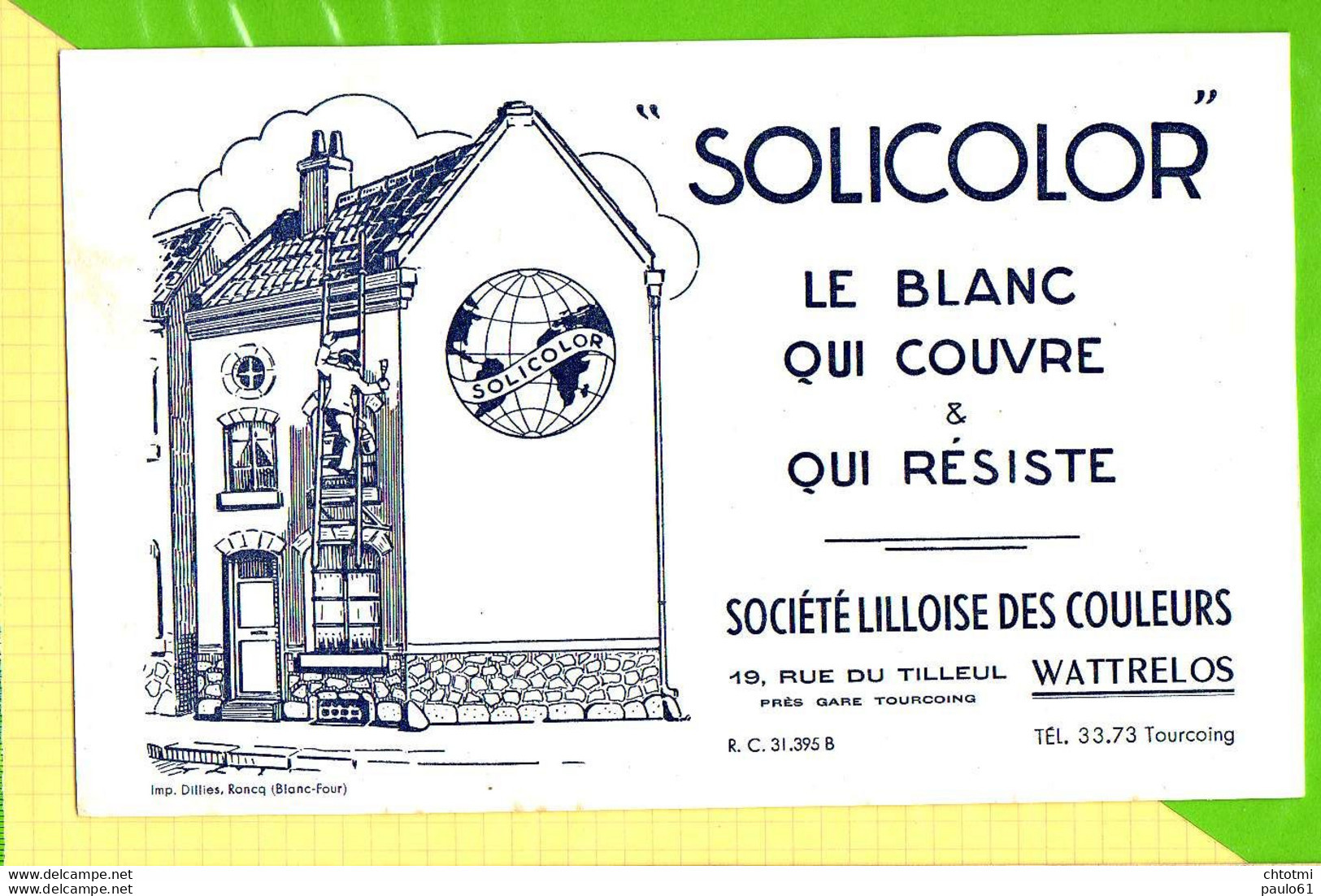 Buvard ; Blotting Paper : SOLICOLOR  (Blanc ) WATTRELOS - Paints