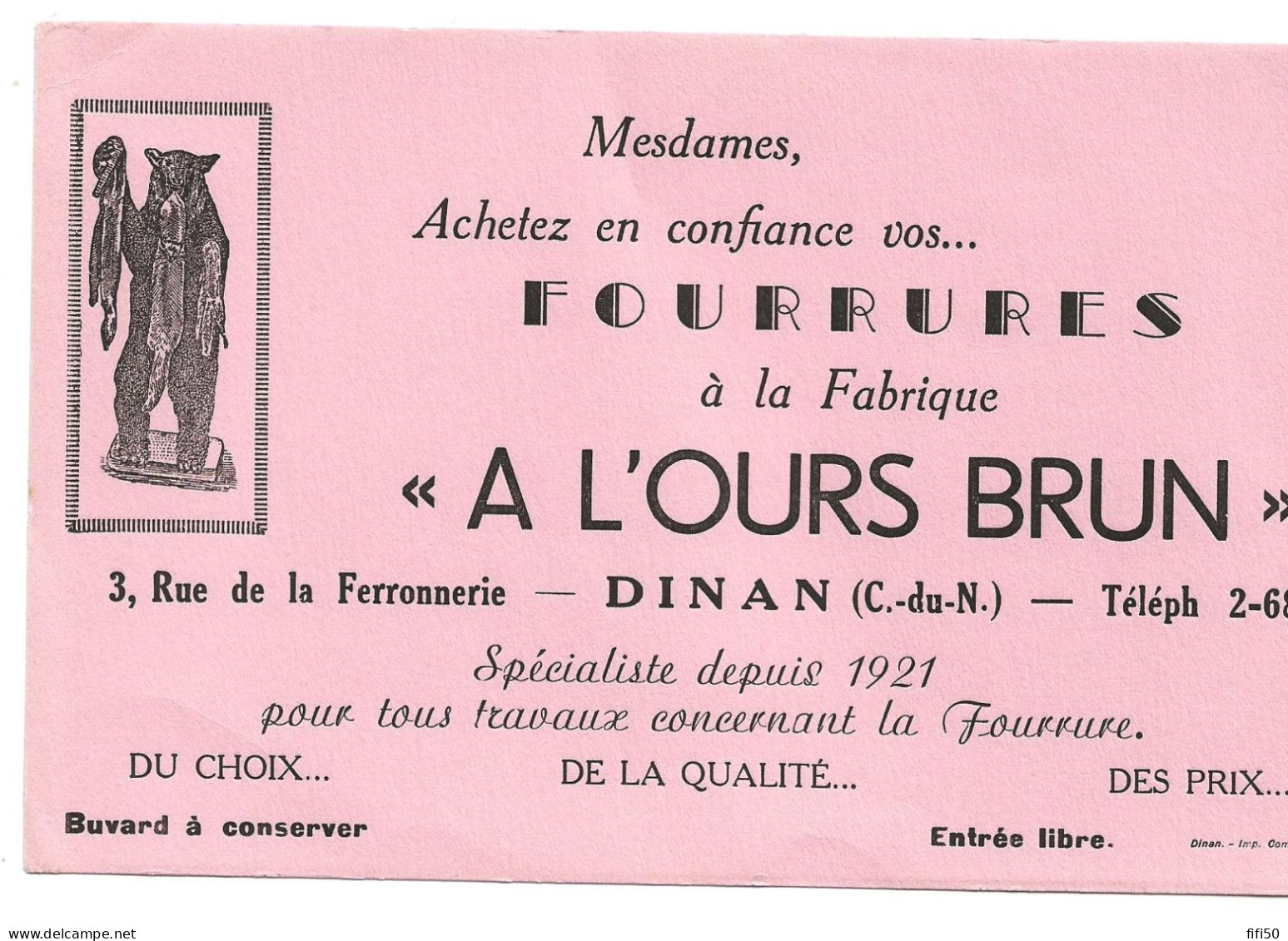 Buvard A L'OURS BRUN  Fabrique De Fourrures à Dinan 22 - Dieren