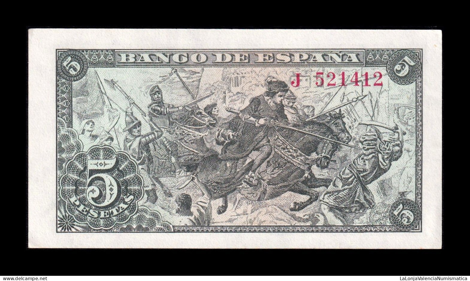 España Spain 5 Pesetas Capitulaciones 1945 Pick 129a Serie J Sc Unc - 5 Pesetas