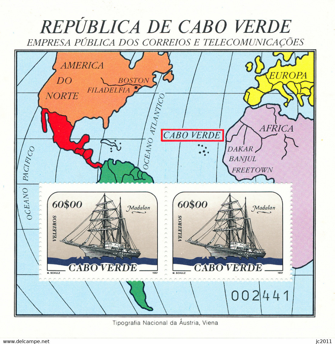 Cabo Verde - 1987 - Sailing Ships - MNH / ( ** ) - Cap Vert