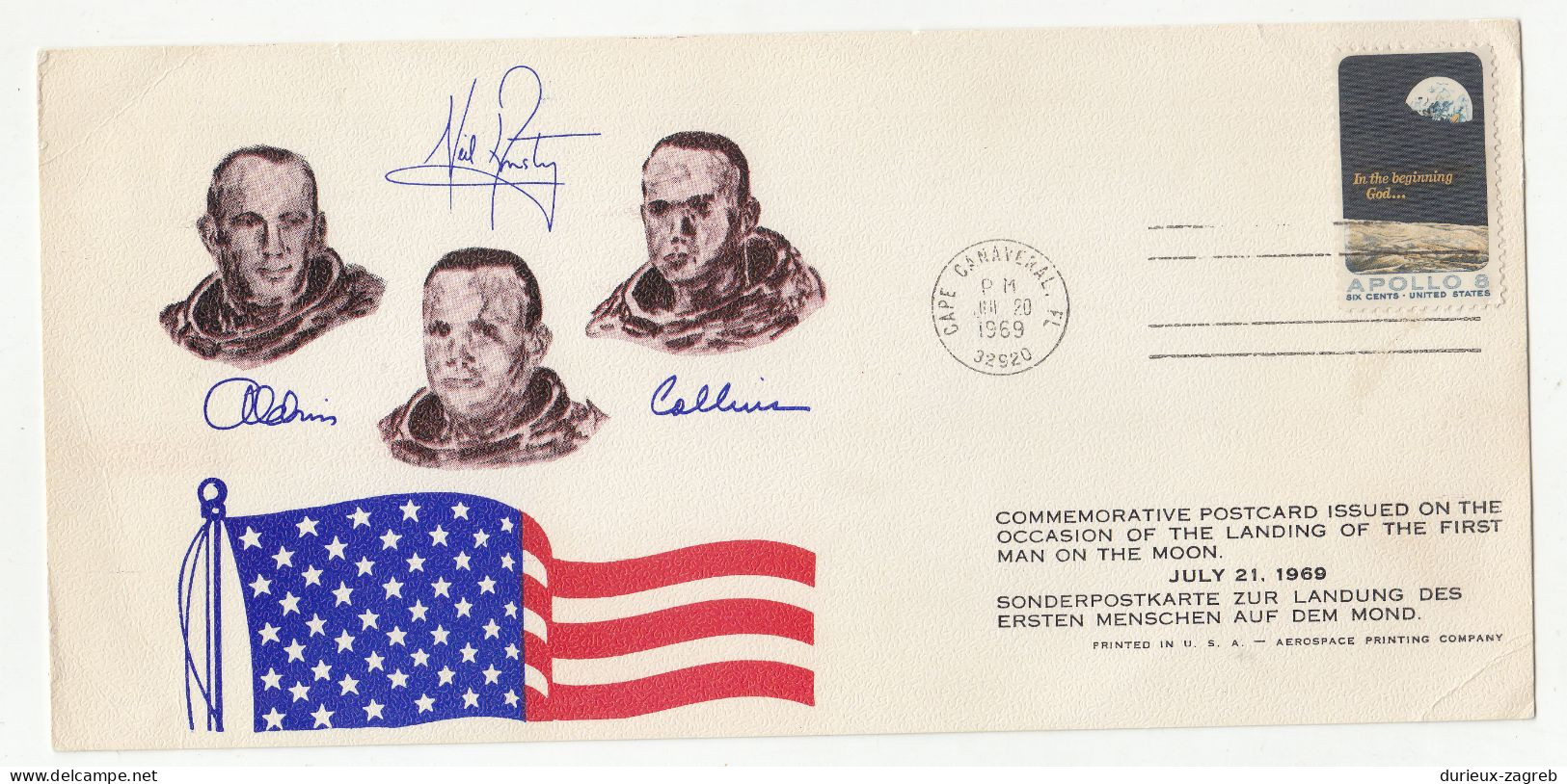 US Commemorative Card The First Man On The Moon 1969 B230801 - North  America