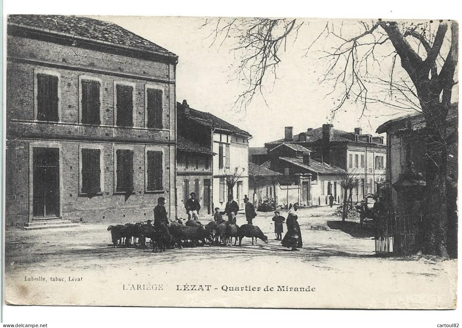 24 PP CPA  Lezat Quartier De Mirande Animé Avec Les Moutons Carte Bon état - Lezat Sur Leze