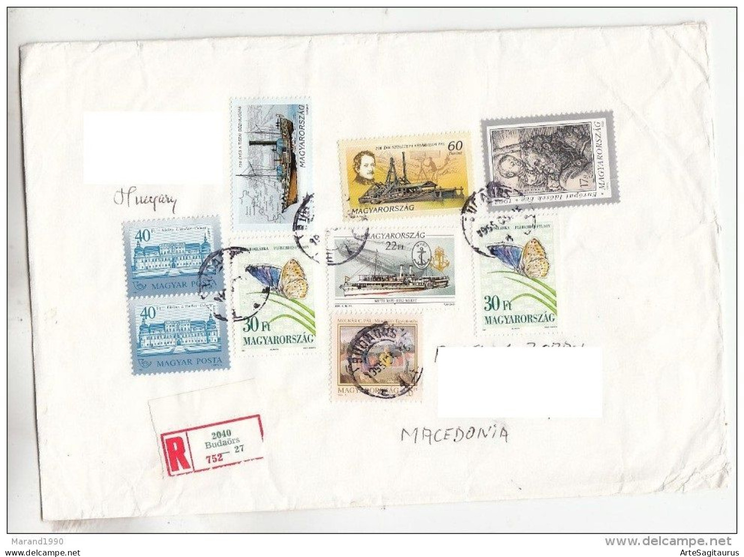 HUNGARY, R-COVER, REPUBLIC OF MACEDONIA, Transport, Ships, Butterflies (008) - Briefe U. Dokumente