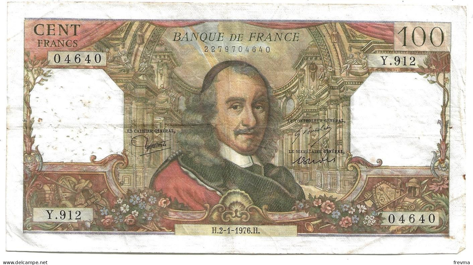 Billet Cent Francs Type Corneille H.2-1-1976H - 100 F 1964-1979 ''Corneille''