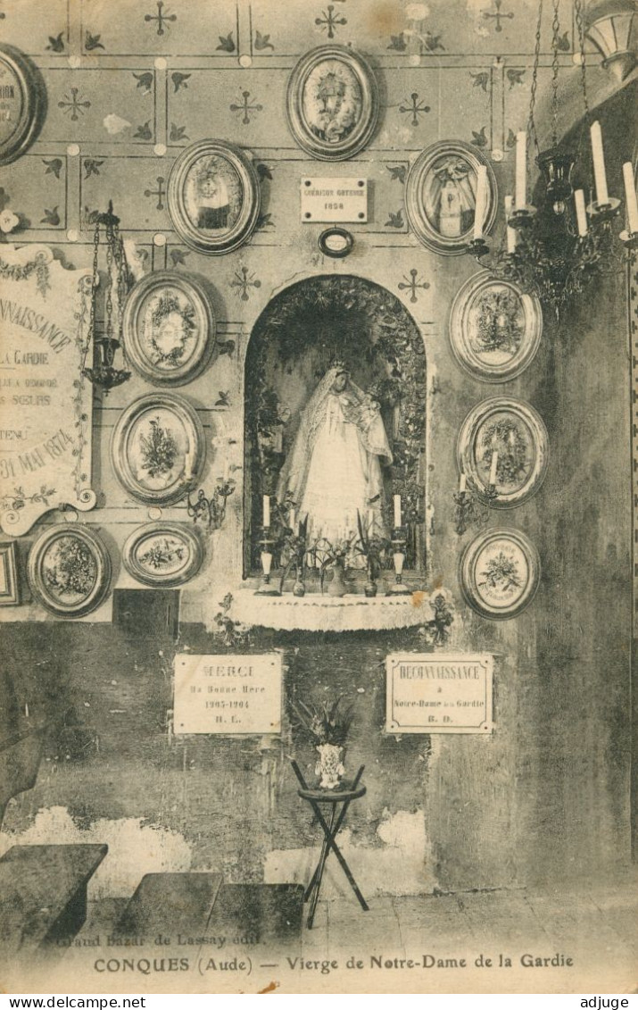 CPA-11- CONQUES-Vierge De Notre-Dame De La Gardie - Nx EX-VOTO_ Ed. Gd Bazar De LASSAY * 2 Scan - Conques Sur Orbiel