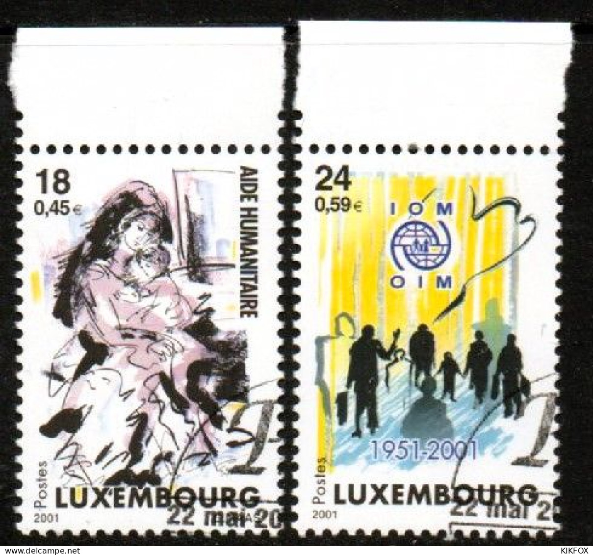 LUXEMBOURG, LUXEMBURG 2001, MI 1535 -1536, HUMANITÄRER EINSATZ,  ESST, GESTEMPELT, OBLITERE - Usados