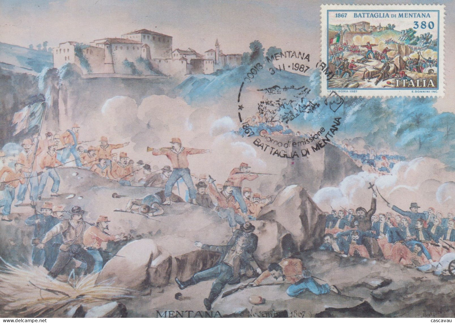 Carte Maximum  1er  Jour   ITALIE     Bataille   De  MENTANA    1987 - Cartes-Maximum (CM)