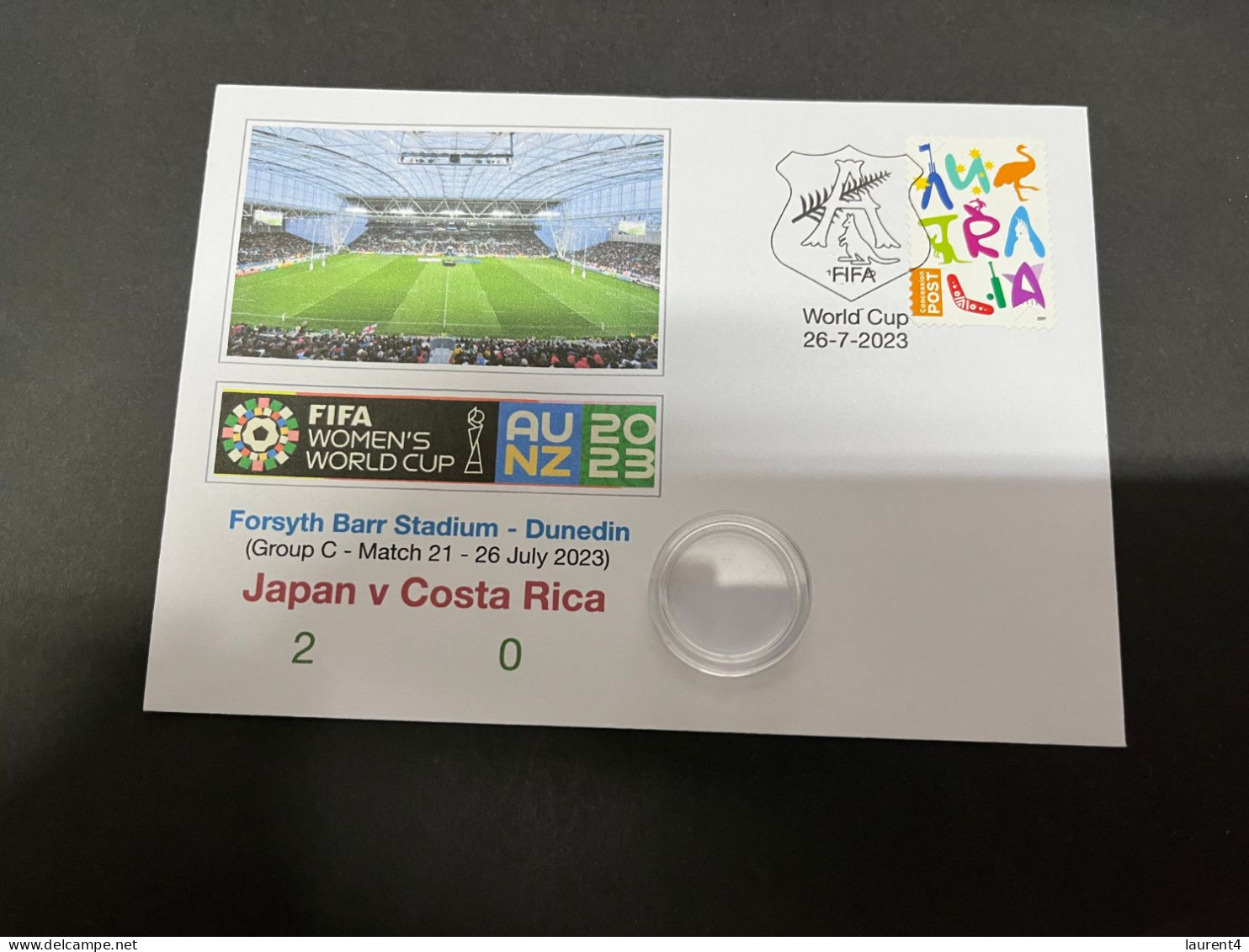 26-7-2023 (3 S 48) FIFA Women's Football World Cup Match 21 (stamp + Coin) Japan (2) V Costa Rica (0) - 2 Dollars
