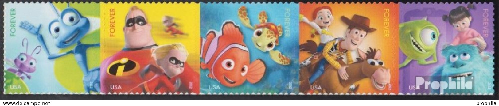 USA 4848-4852 Fünferstreifen (kompl.Ausg.) Postfrisch 2012 Pixar Filme - Unused Stamps
