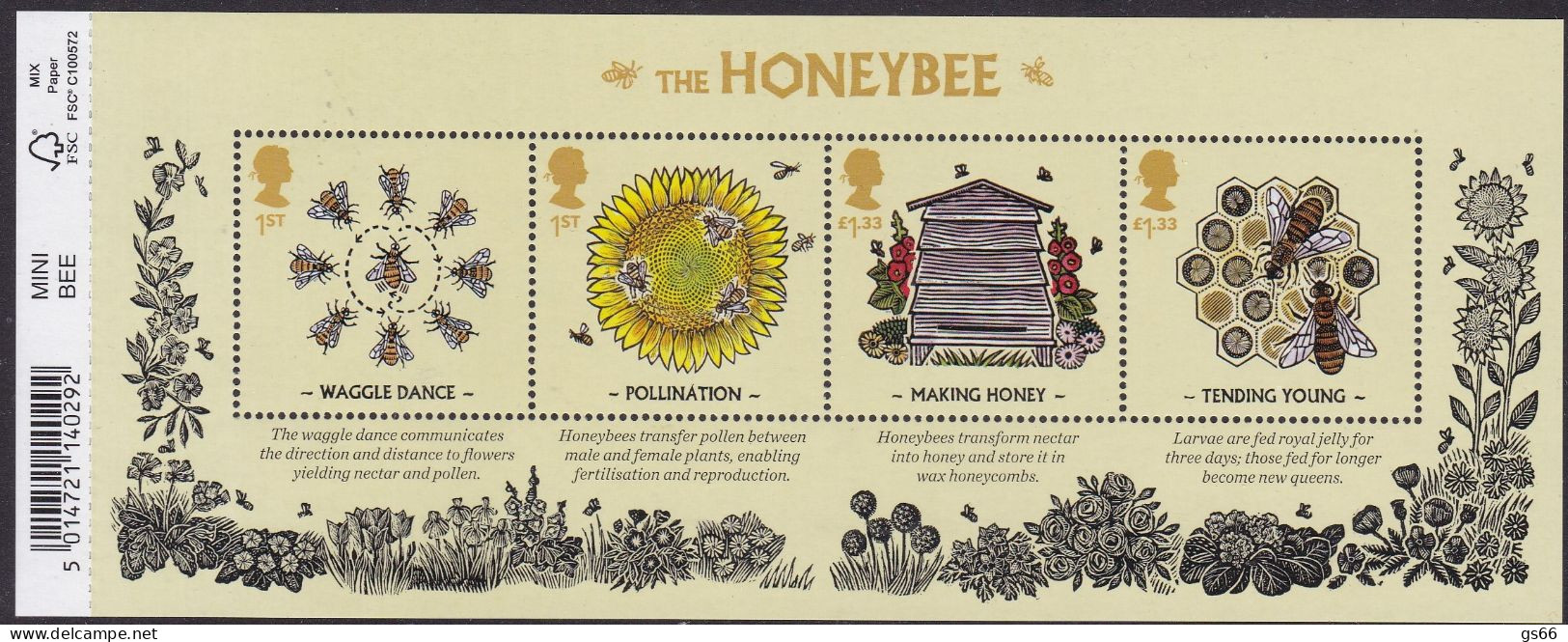 GB, 2015, 3774/77 Block 95,  MNH **,  Bienen. - Unused Stamps