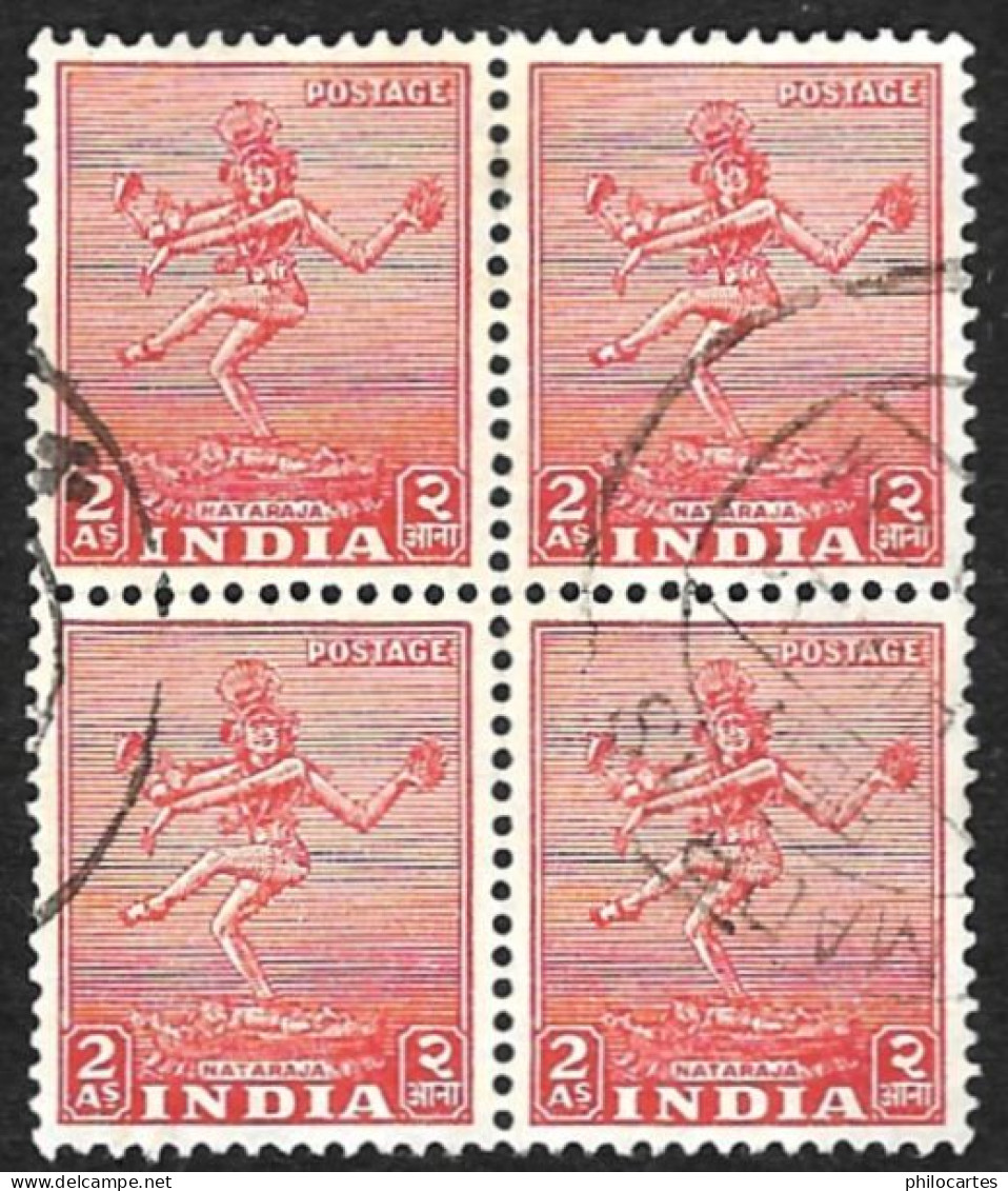 INDE 1949  -  YT 11  - Nataraja  Bloc De 4 Timbres - Oblitérés - Usados