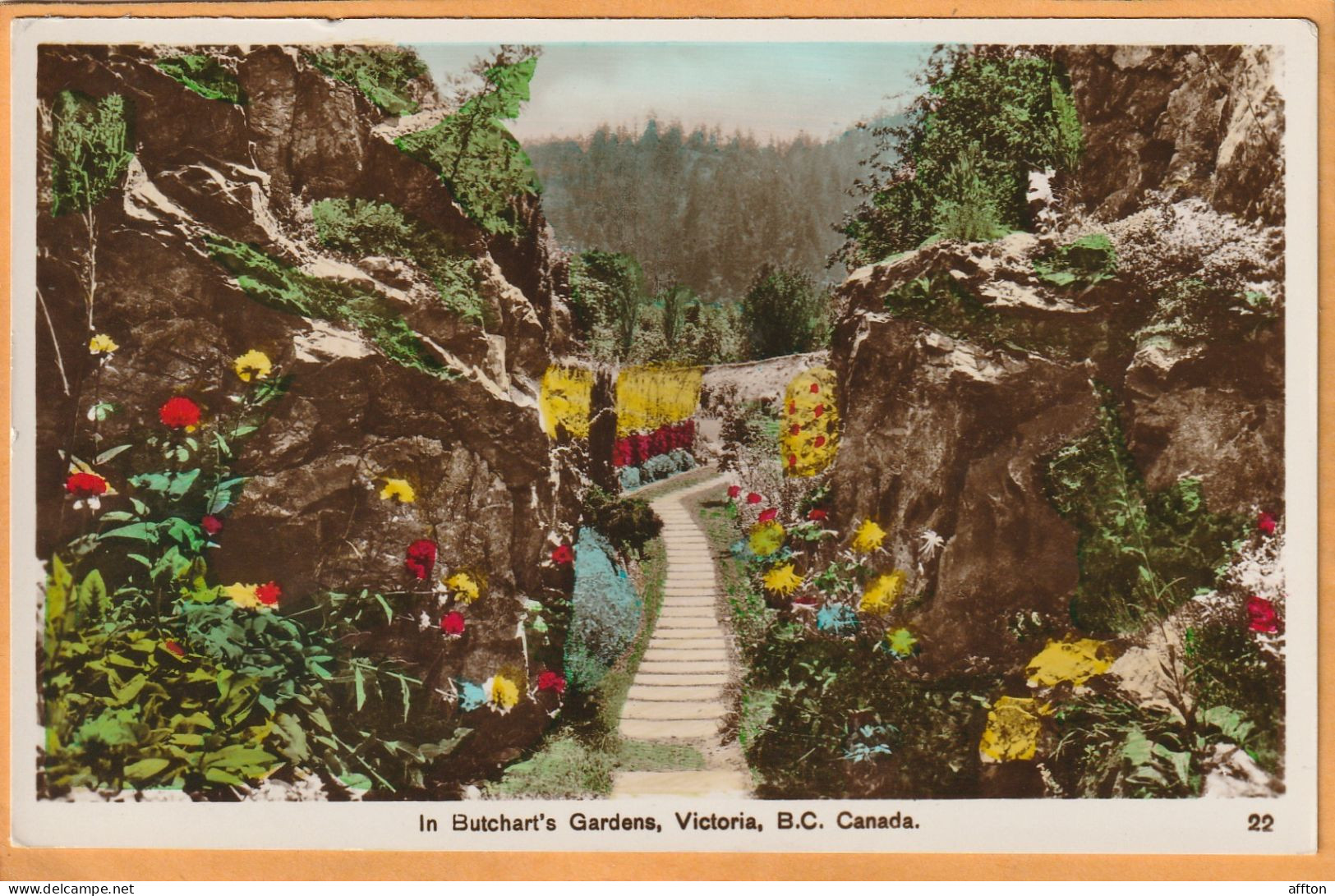 Butchart Gardens Victoria BC Canada Old Real Photo Postcard - Victoria