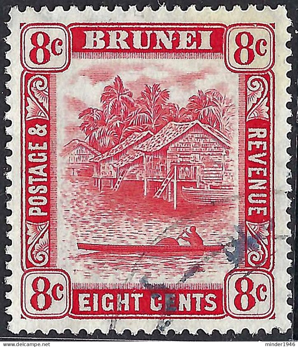 BRUNEI 1951 8c Scarlet SG84a FU - Brunei (...-1984)