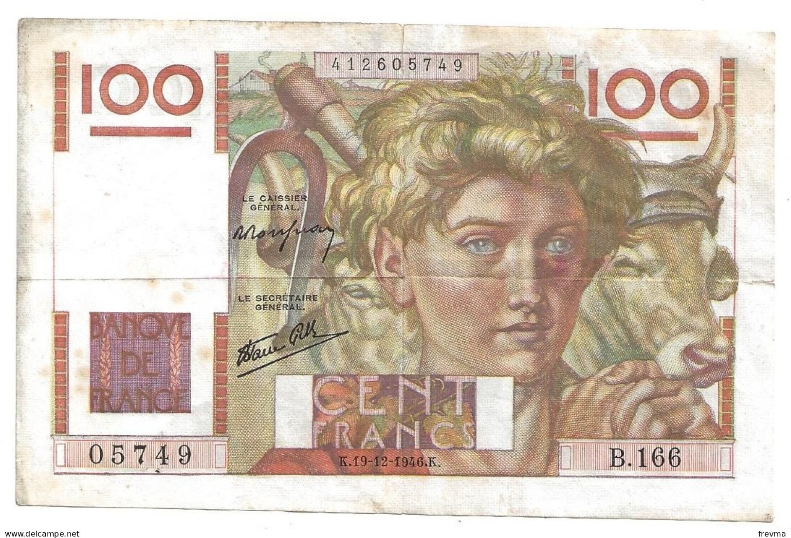 Billet 100 Francs Type Jeune Paysanr 1946K - 100 F 1945-1954 ''Jeune Paysan''