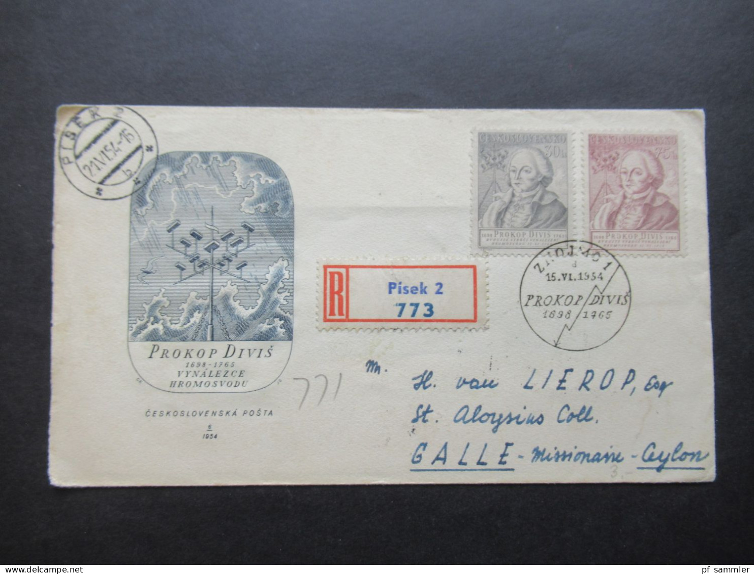 CSSR 1954 / 55 2x Auslands - Überseebrief Einschreiben Rumburk Und Pisek Nach Galle Ceylon Viele Stempeln Rückseitig - Storia Postale