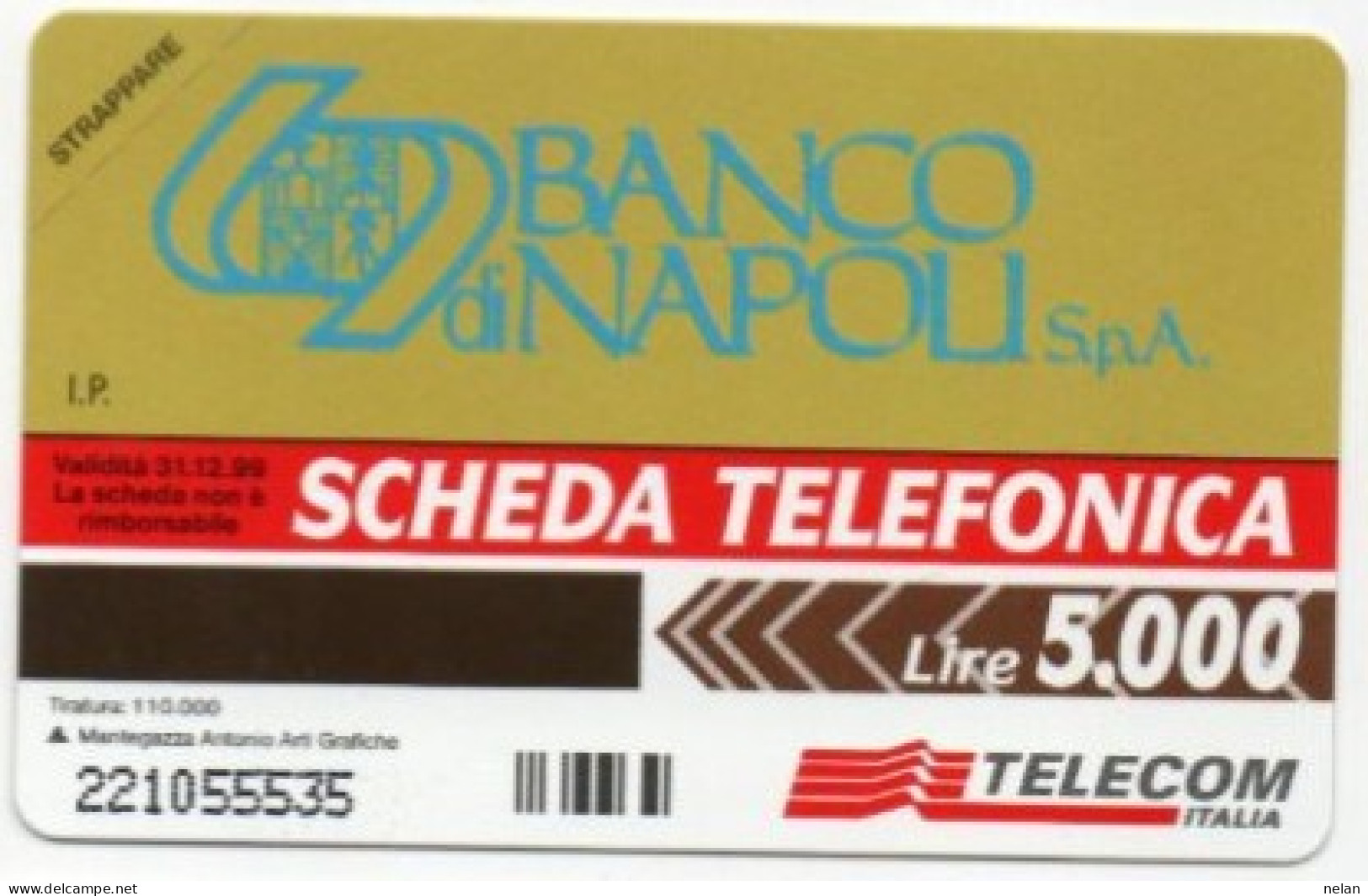 SCHEDA TELEFONICA  - ITALIA - TELECOM  - FESTA DEI QUATTRO ALTARI - BANCO DI NAPOLI - NUOVA - Public Ordinary