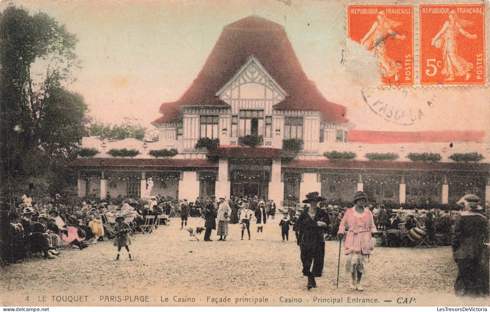 FRANCE - Le Touquet Paris Plage - Le Casino - Façade Principale - Colorisé - Animé - CAP - Carte Postale Ancienne - Montreuil