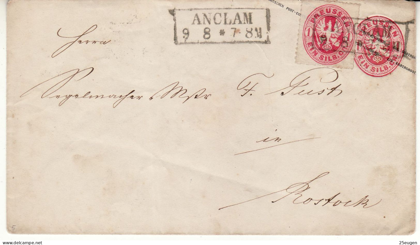 PRUSSIA 1878   Letter Sent  From Anclam To Rostock - Postal  Stationery