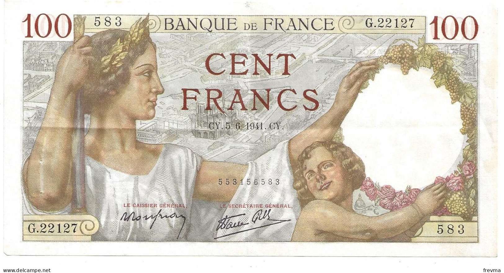 Billet 100 Francs Sully 1941GY - 100 F 1939-1942 ''Sully''