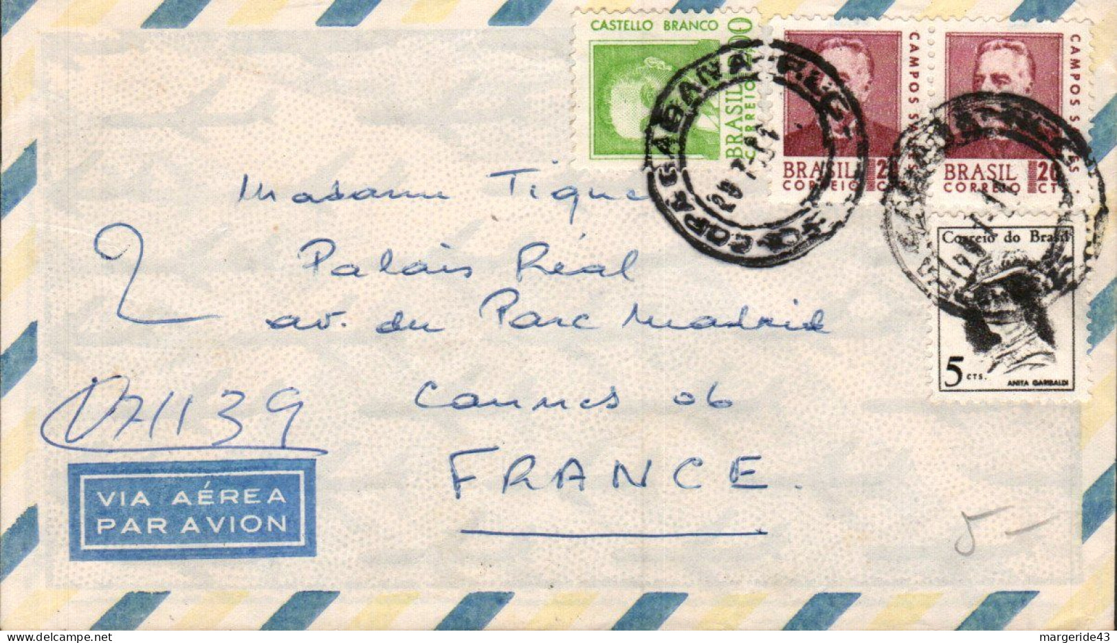 BRESIL AFFRANCHISSEMENT COMPOSE SUR LETTRE POUR LA FRANCE 1971 - Lettres & Documents