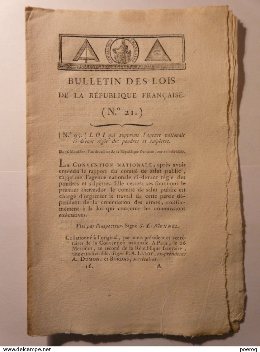 BULLETIN DES LOIS 1794 - REGIE POUDRES ET SALPETRES - IGNACE MOREL DOUBS - DOMESTIQUES STANISLAS 1er - COMITE REVOLUTION - Wetten & Decreten