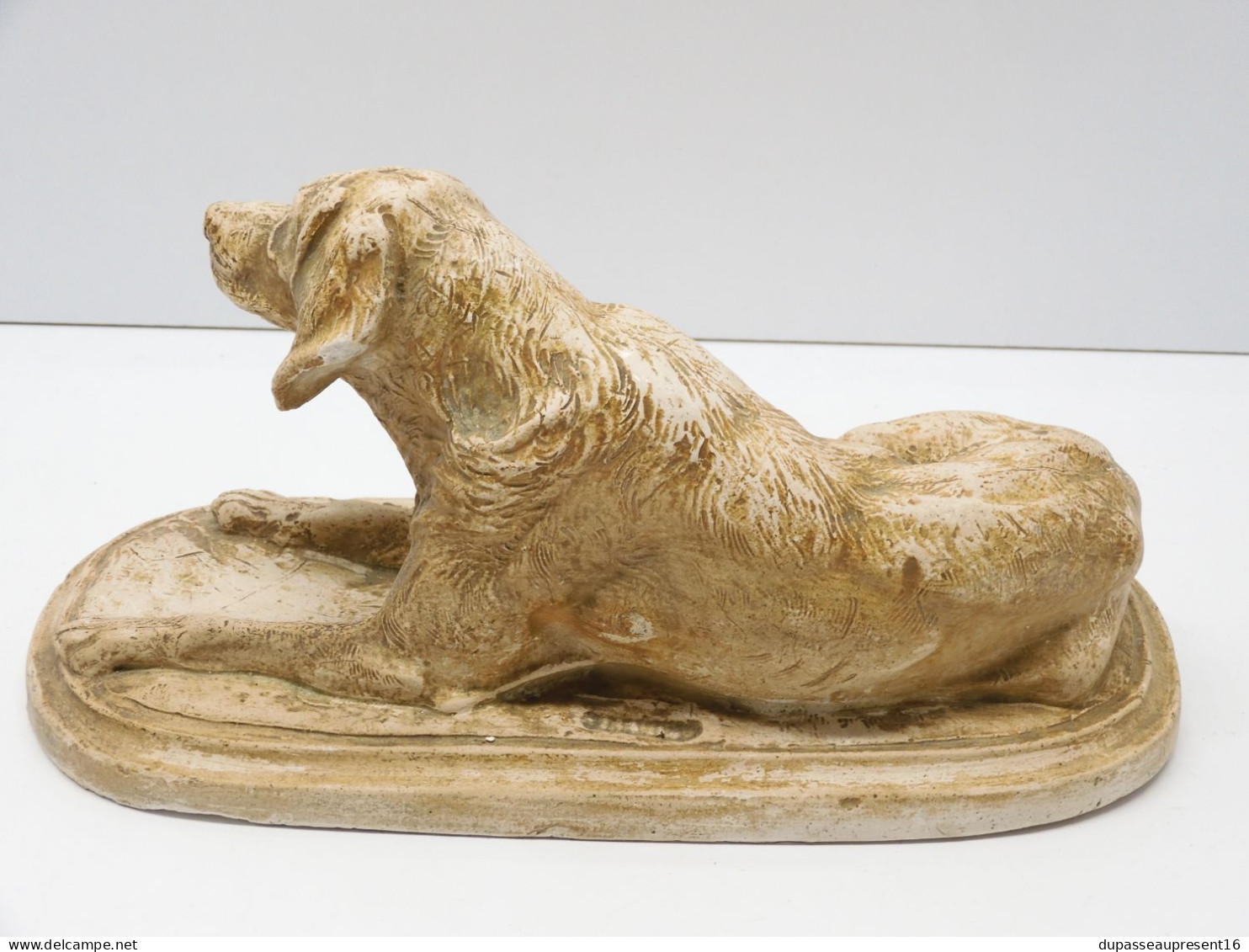 -EMMANUEL FREMIET RARE ANCIEN SUJET CHIEN ALLONGE COLLECTION NO BRONZE E