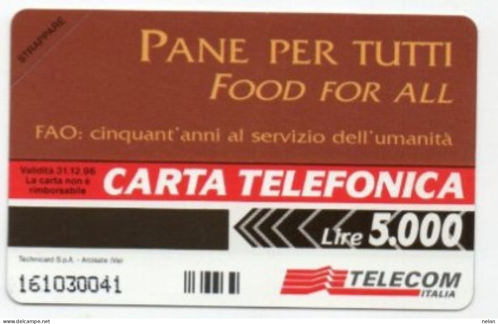 SCHEDA TELEFONICA  - ITALIA - TELECOM - NUOVA - FAO 1995 - Public Ordinary