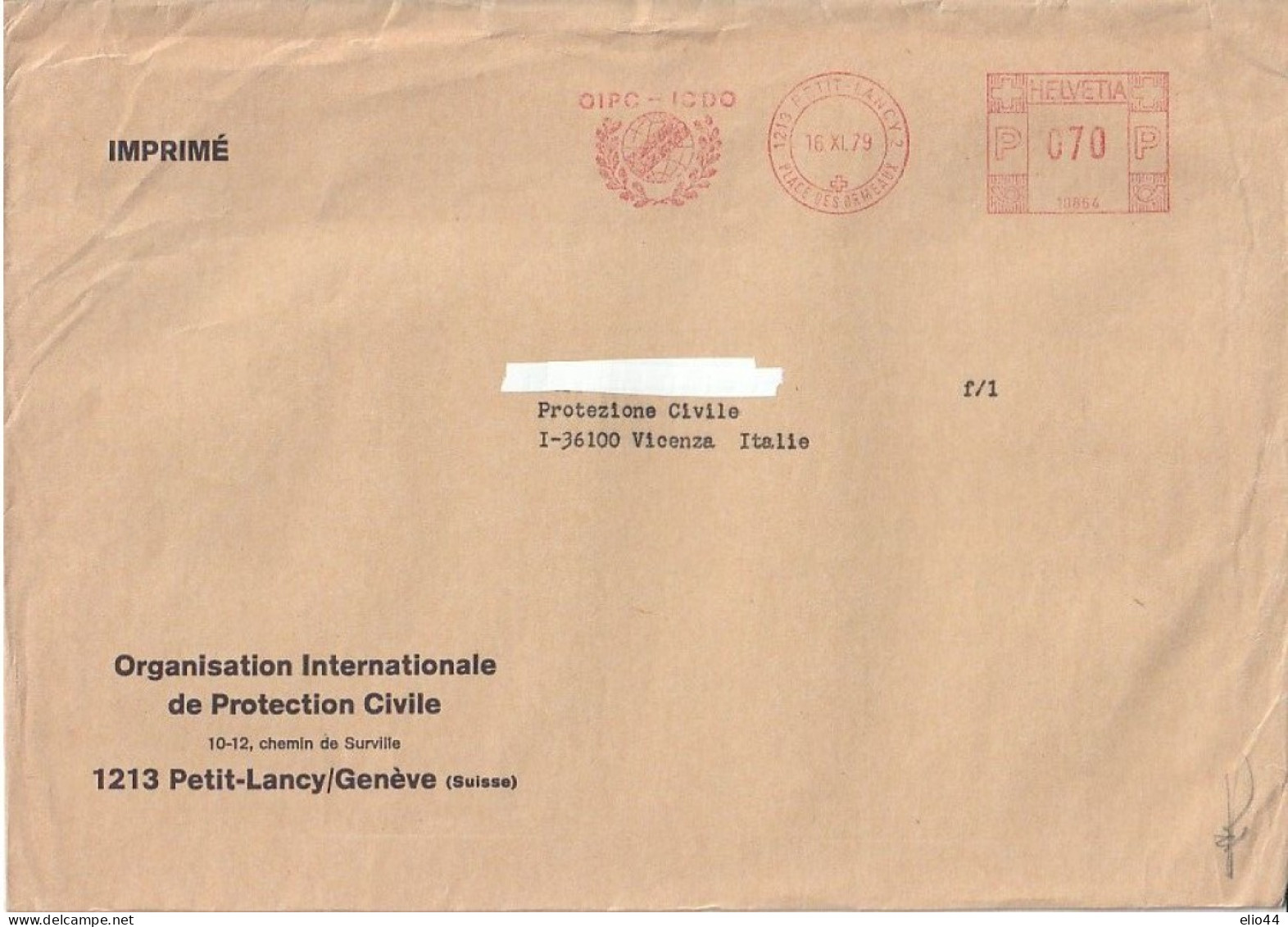 Affrancature Meccaniche Rosse (EMA) - Svizzera- Madrid 1979 - Organisation Internationale De Protection Civile - - Frankiermaschinen (FraMA)