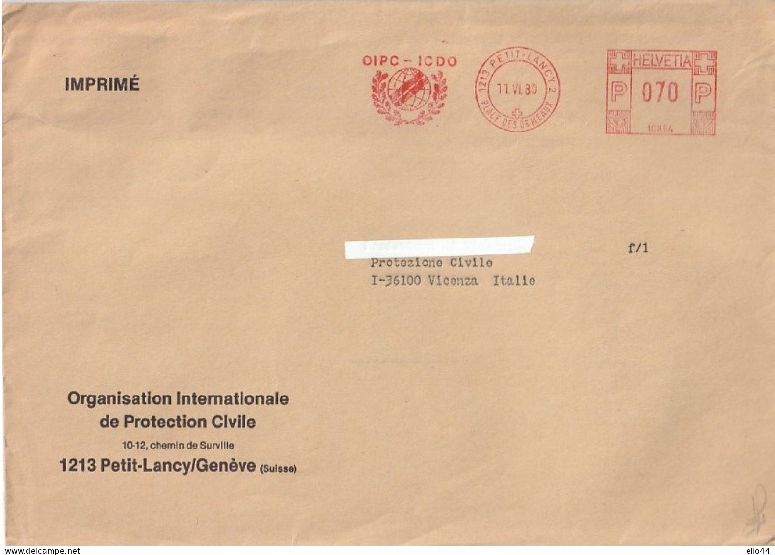 Affrancature Meccaniche Rosse (EMA) - Svizzera- Madrid 1980 - Organisation Internationale De Protection Civile - - Affranchissements Mécaniques