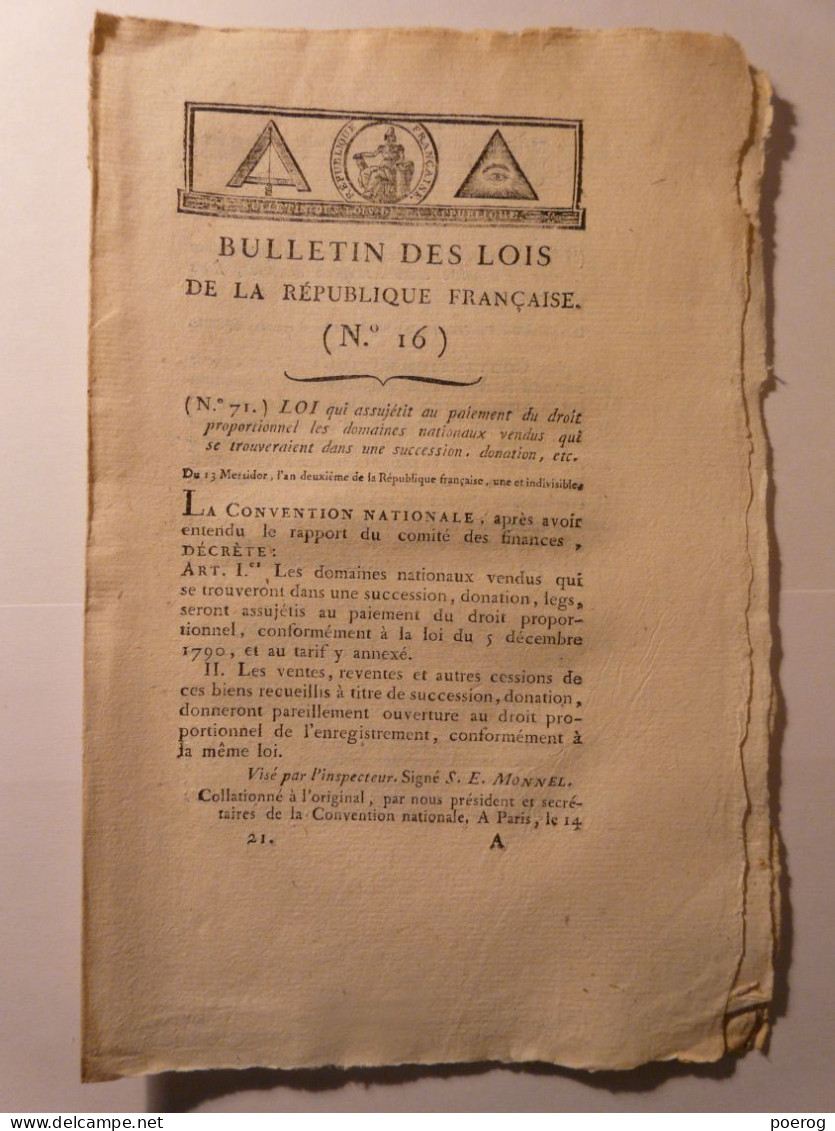 BULLETIN DES LOIS De 1794 - DIVORCE CONTESTATIONS SERVICE MILITAIRE SUISSE INDEMNITES PERTE INVASION BILLET DE CONFIANCE - Décrets & Lois