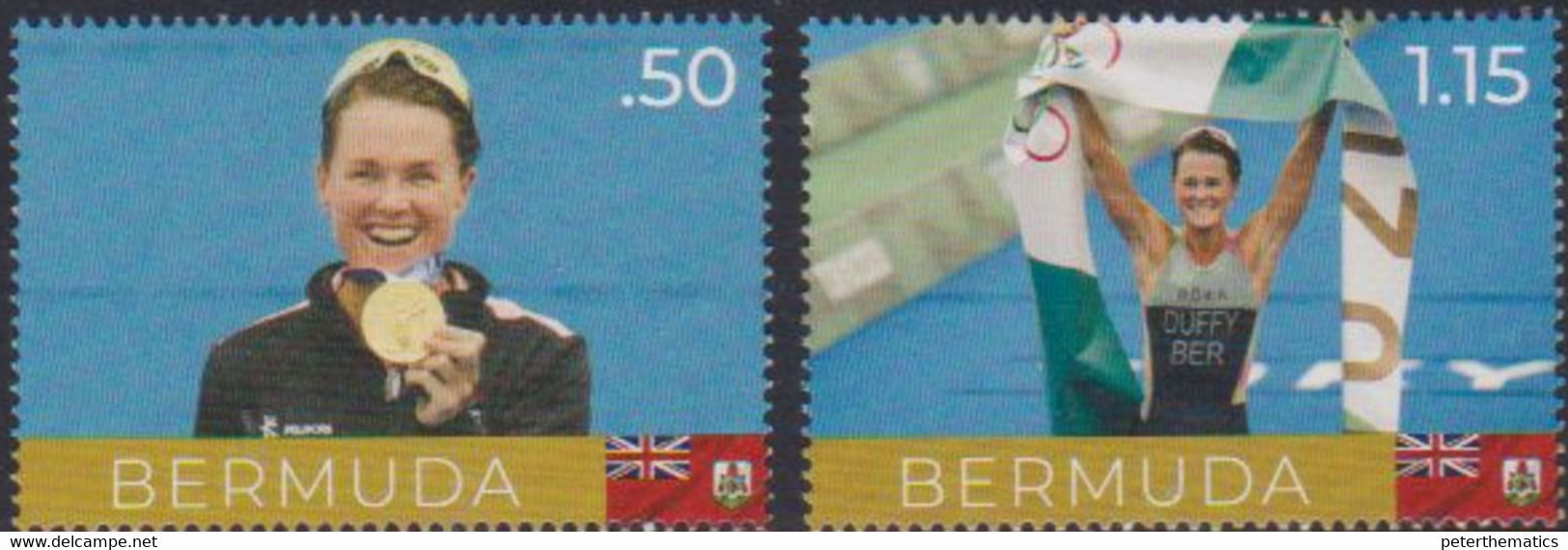 BERMUDA, 2021, MNH, TOKYO OLYMPICS, BERMUDA GOLD MEDALLIST, FLORA DUFFY, TRIATHLON,  2v - Eté 2020 : Tokyo