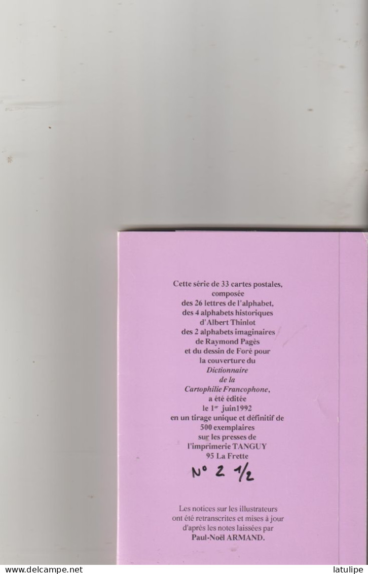 La Frette  95  Dictionnaire De Cartophonie Francophone  500 Exemplaires Sur Presses TANGUY Serie De 33 Cartes P N Armand - La Frette-sur-Seine