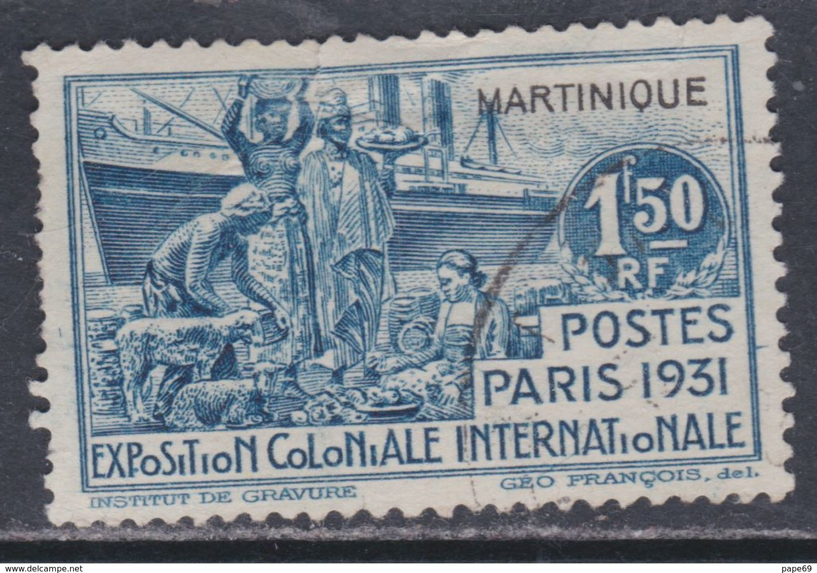 Martinique N° 132  O   Exposition Coloniale De Paris : 1 F. 50 Bleu  Oblitération Légère  Sinon TB - Otros & Sin Clasificación