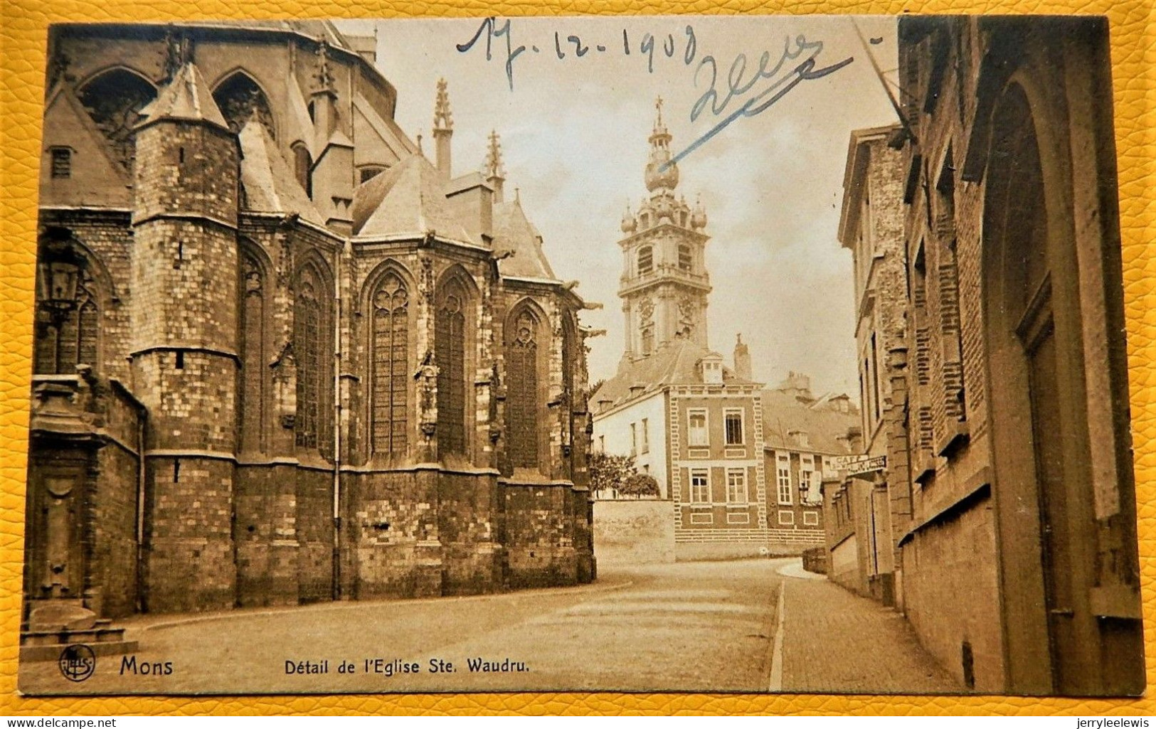 MONS  -  3 CARTES :  Eglise Ste Waudru  - Détail De L'Eglise  - Le Grand Portail De L'Eglise    -  1908 - Mons