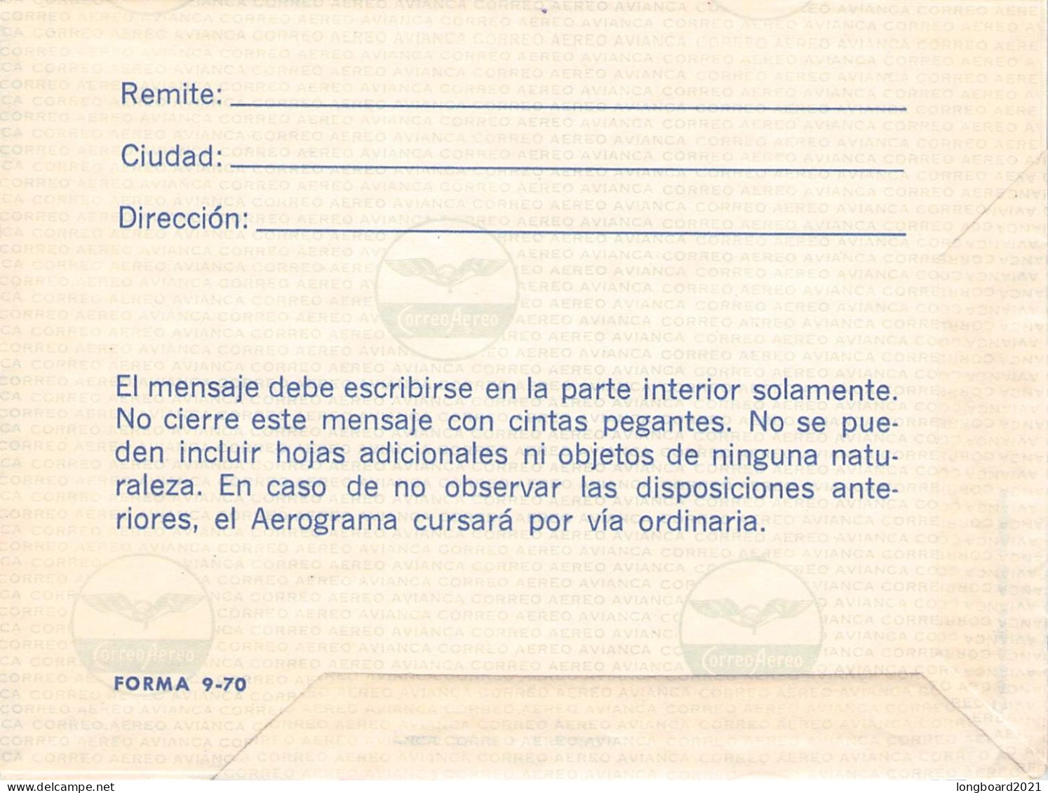 COLOMBIA - AEROGRAMME 1,20$ 1970 Unc  / *1115 - Kolumbien