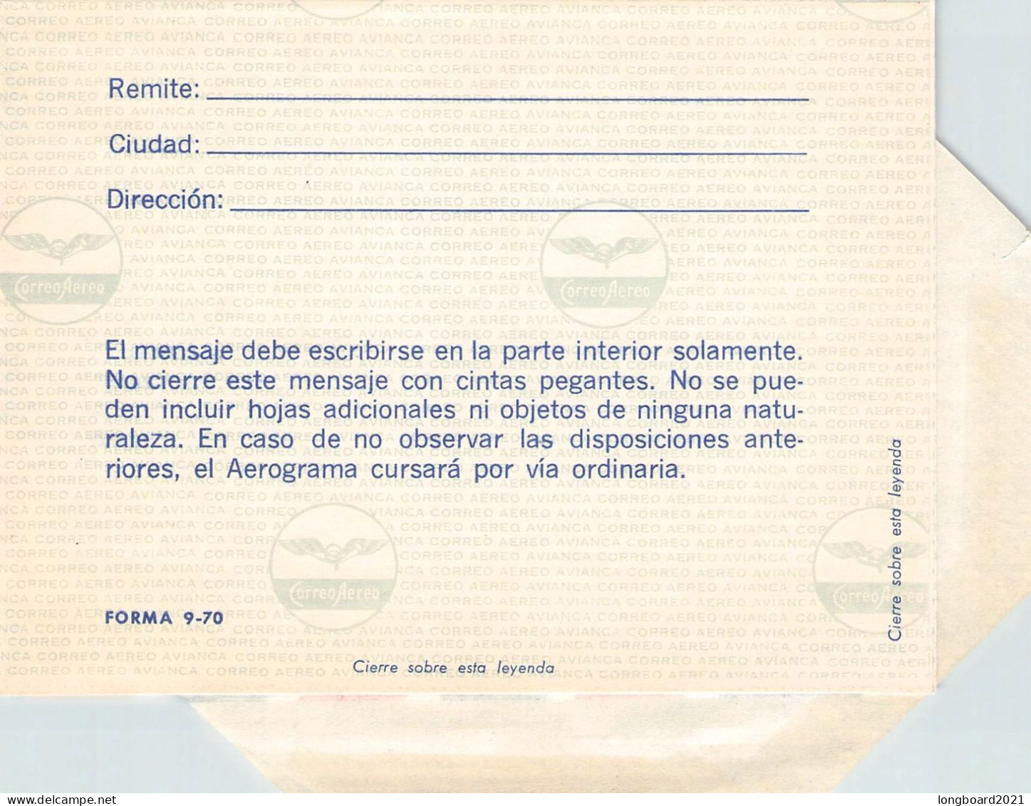 COLOMBIA - AEROGRAMME 2.50$ 1970 Unc  / *1117 - Kolumbien