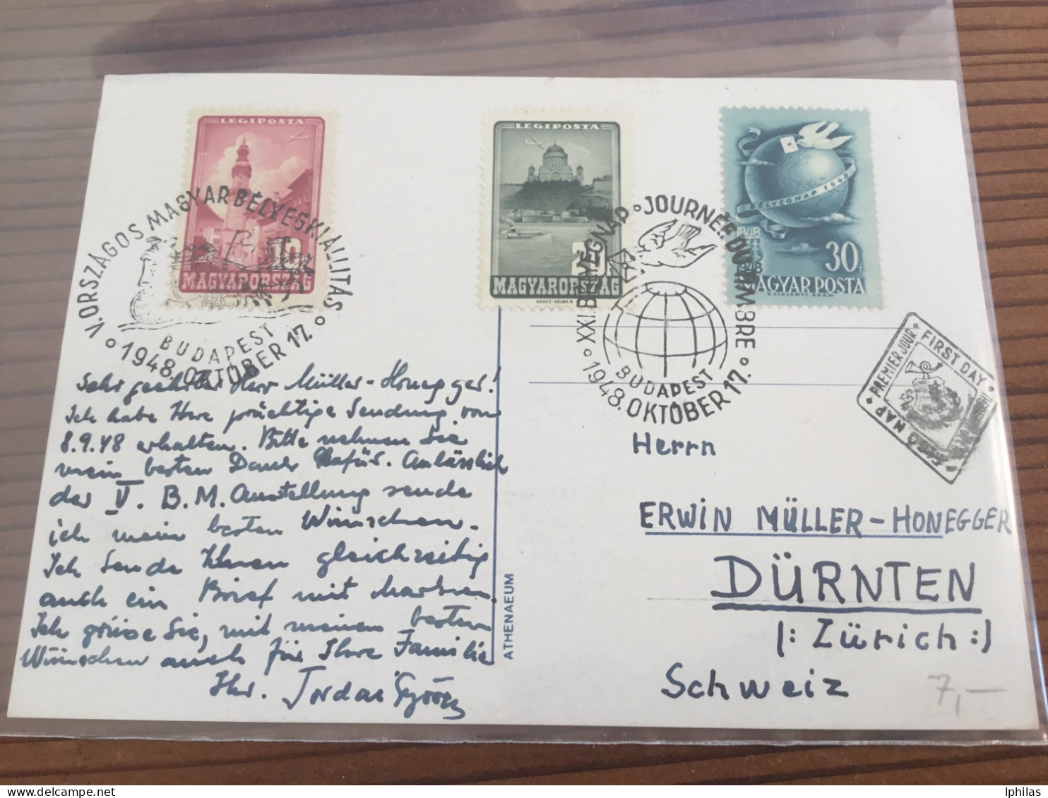 Ungarn Tag Der Briefmarke 1948 - Briefe U. Dokumente