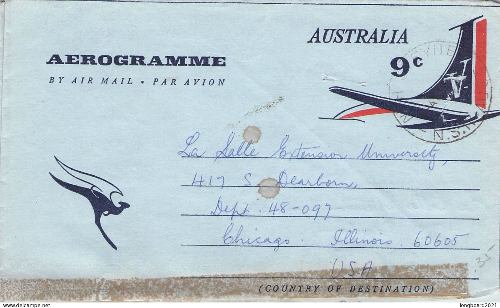 AUSTRALIA - AEROGRAMME 9c 1967 - USA / *1129 - Aerogrammi