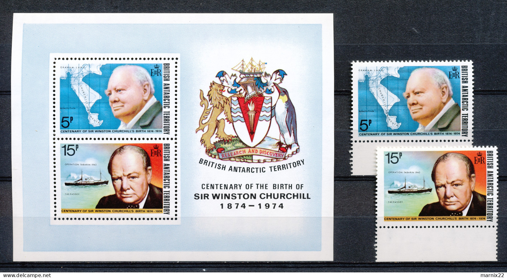 BRITISH ANTARCTIC TERRITORY 1974 BIRTH CENTENAIRY OF SIR WINSTON CHURCHILL                                         Hk713 - Ongebruikt