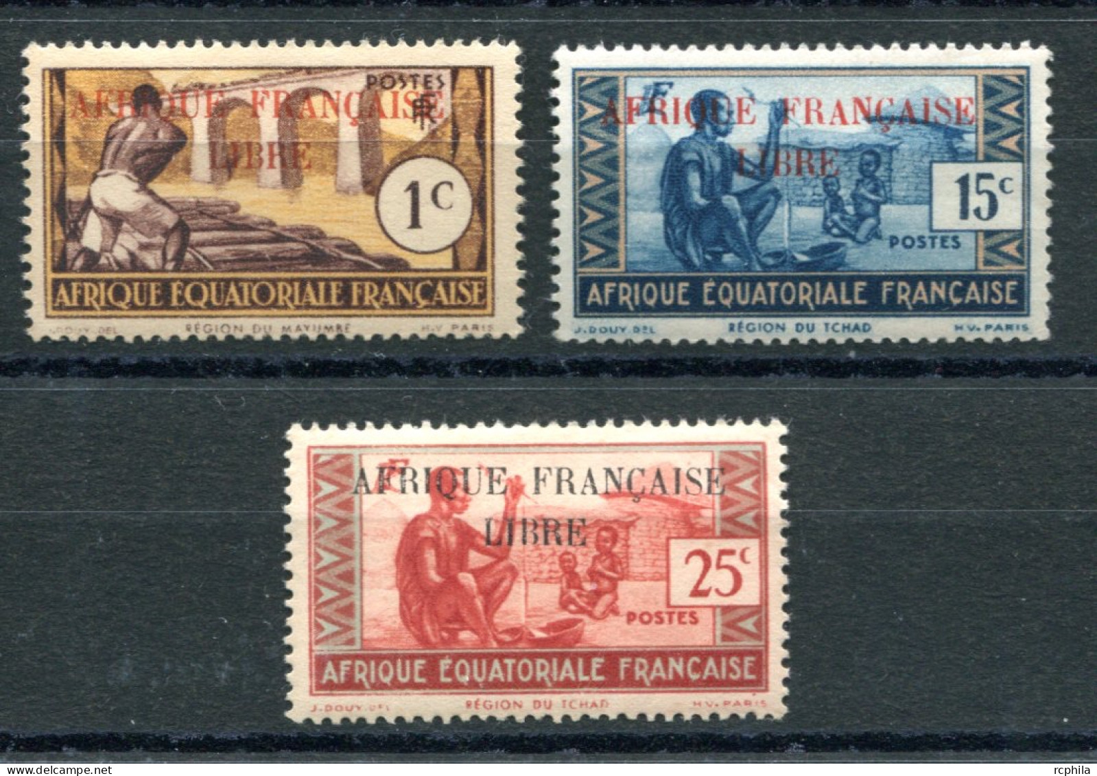 RC 25674 AEF AFRIQUE EQUATORIALE COTE 25€ N° 92 - 97 - 99  SURCHARGE AFRIQUE FRANÇAISE LIBRE NEUF ** MNH TB - Nuevos