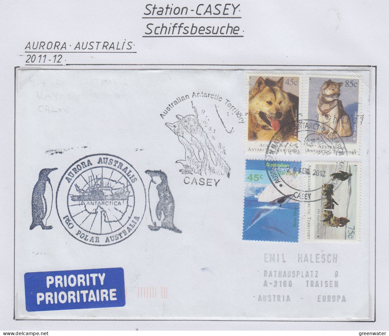 AAT Ship Visit Aurora Australis  Ca Casey 26 AUG 2012 (CS179) - Briefe U. Dokumente