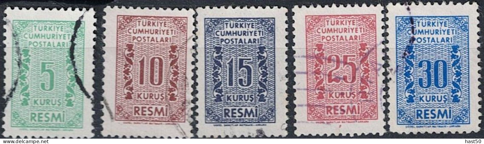 Türkei Turkey Turquie - Dienst/Service Wertziffer Und Ranken. (MiNr: 79/83) 1962 - Gest Used Obl - Timbres De Service