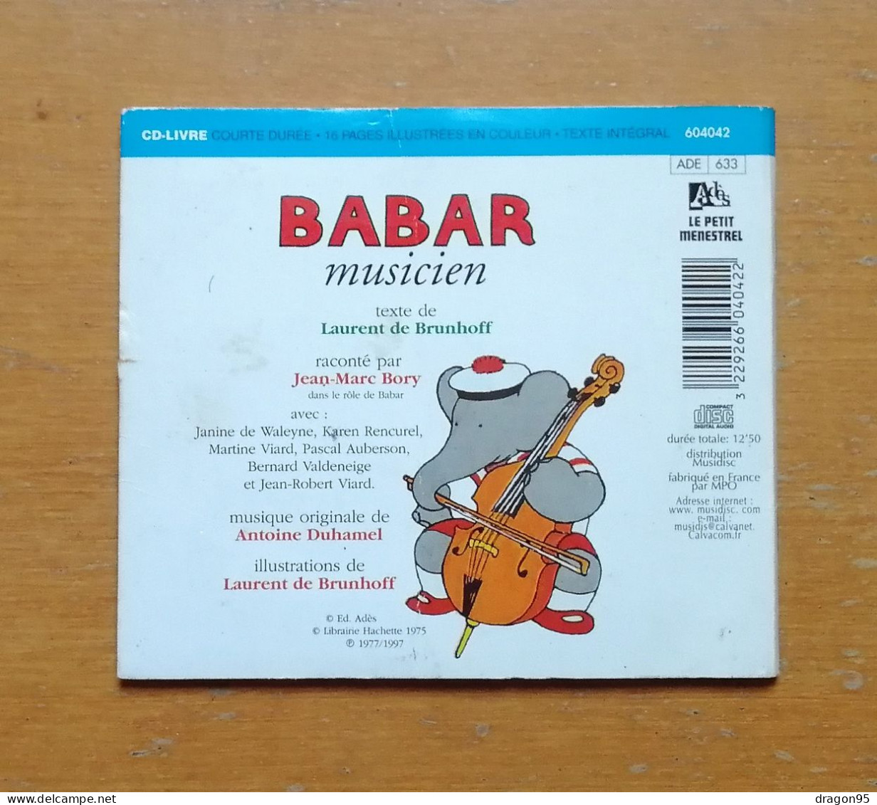 CD-Livre Babar Musicien Raconté Par Jean-Marc BORY - Adès 633 - Laurent De BRUHOFF - 1997 - Children