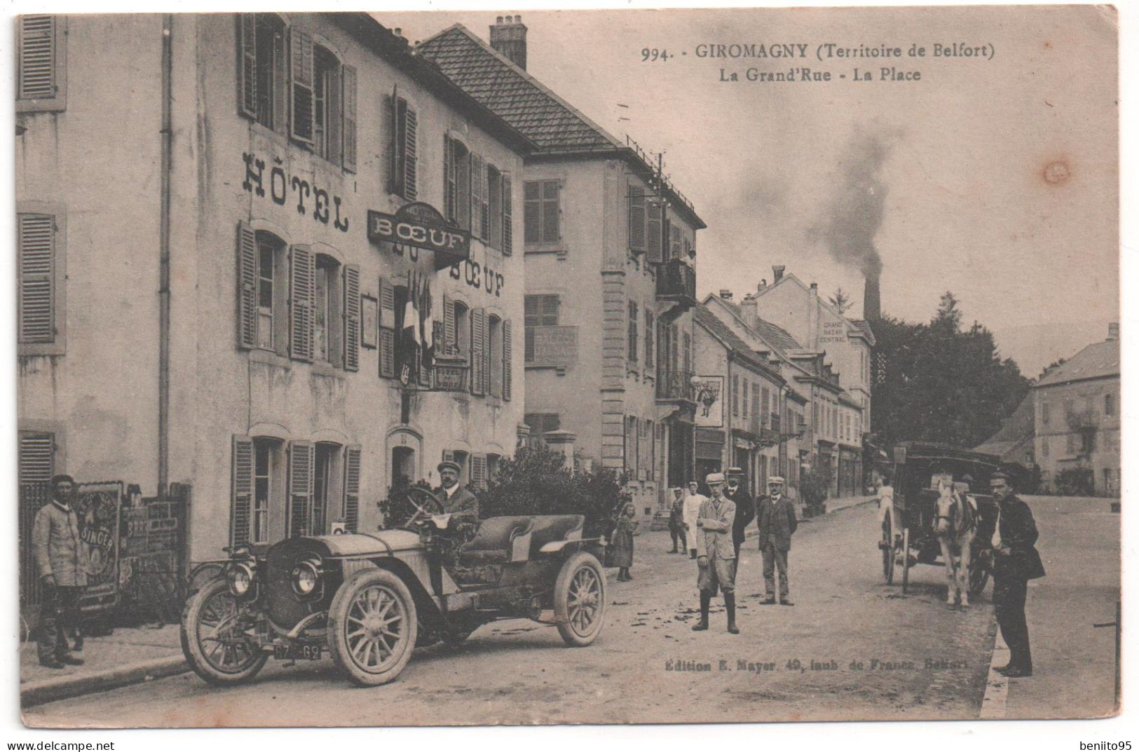 CPA De GIROMAGNY - La Grand'Rue - La Place. - Giromagny