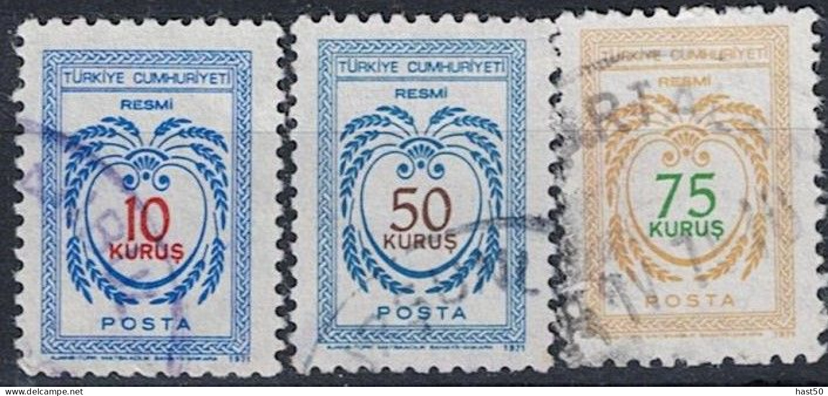Türkei Turkey Turquie - Dienst/Service Wertziffer Schild, Ähren (MiNr: 120+22/3) 1971 - Gest Used Obl - Dienstmarken