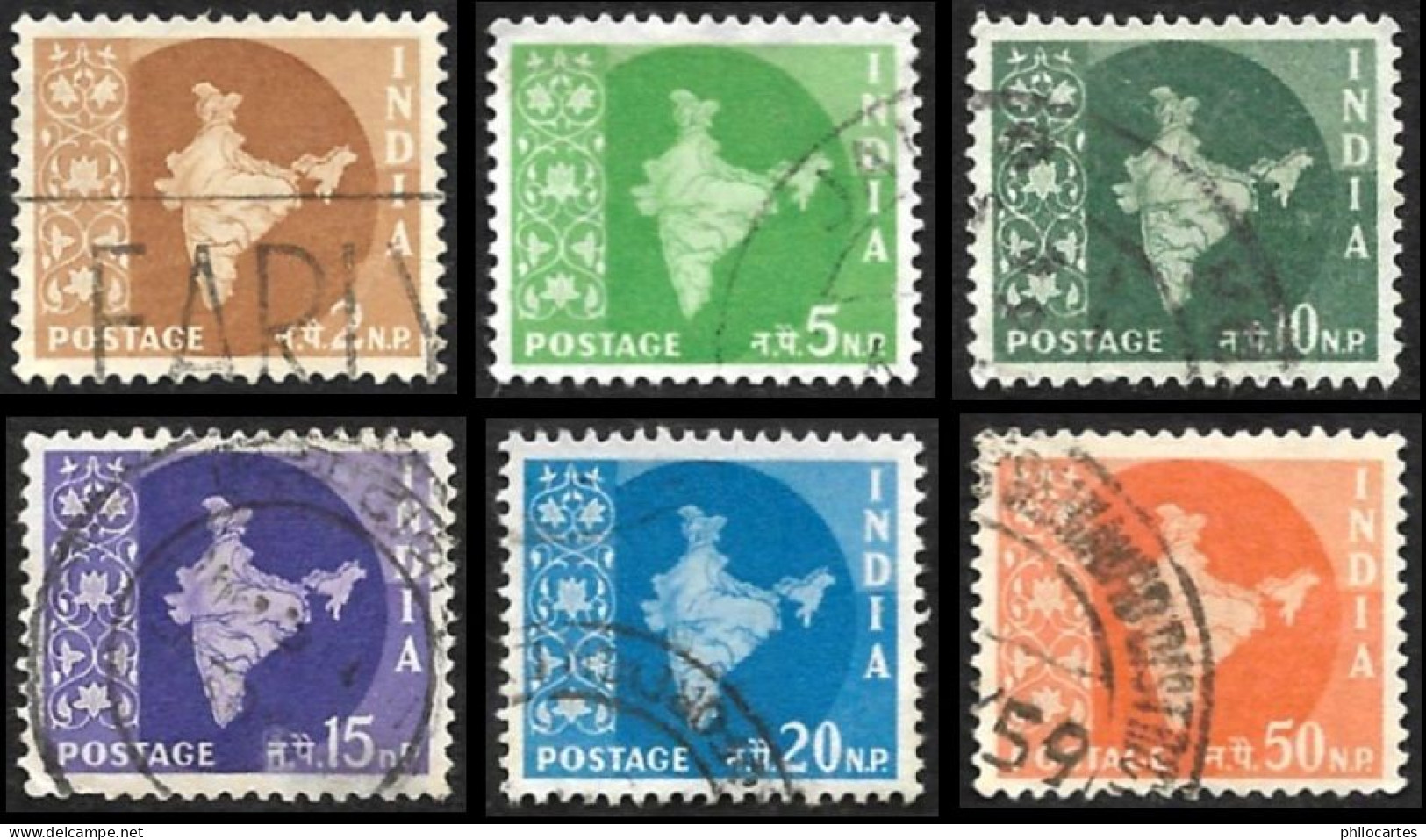 INDE 1958 - 6 Valeurs  Filigrane A  Entre YT 96 Et 103  - Oblitérés - Used Stamps