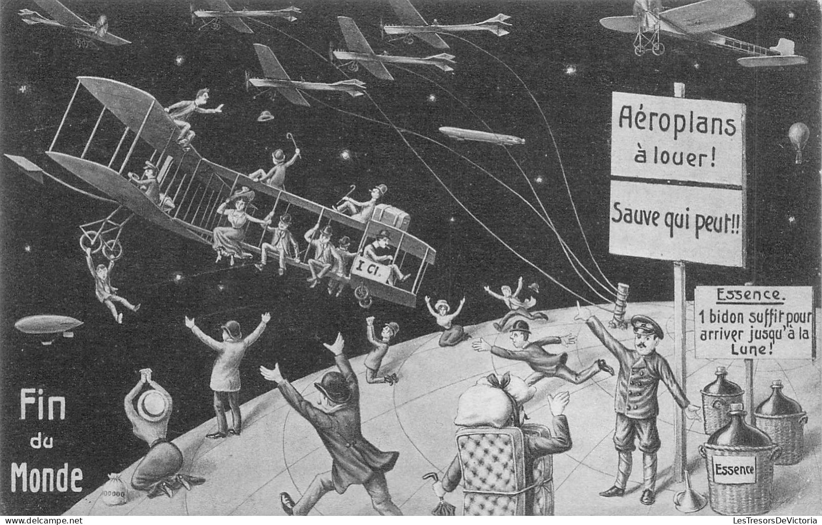 HUMOUR - Fin Du Monde Le 19 Mai 1910 - Aéroplans à Louer - Sauve Qui Peut - Carte Postale Ancienne - Humor