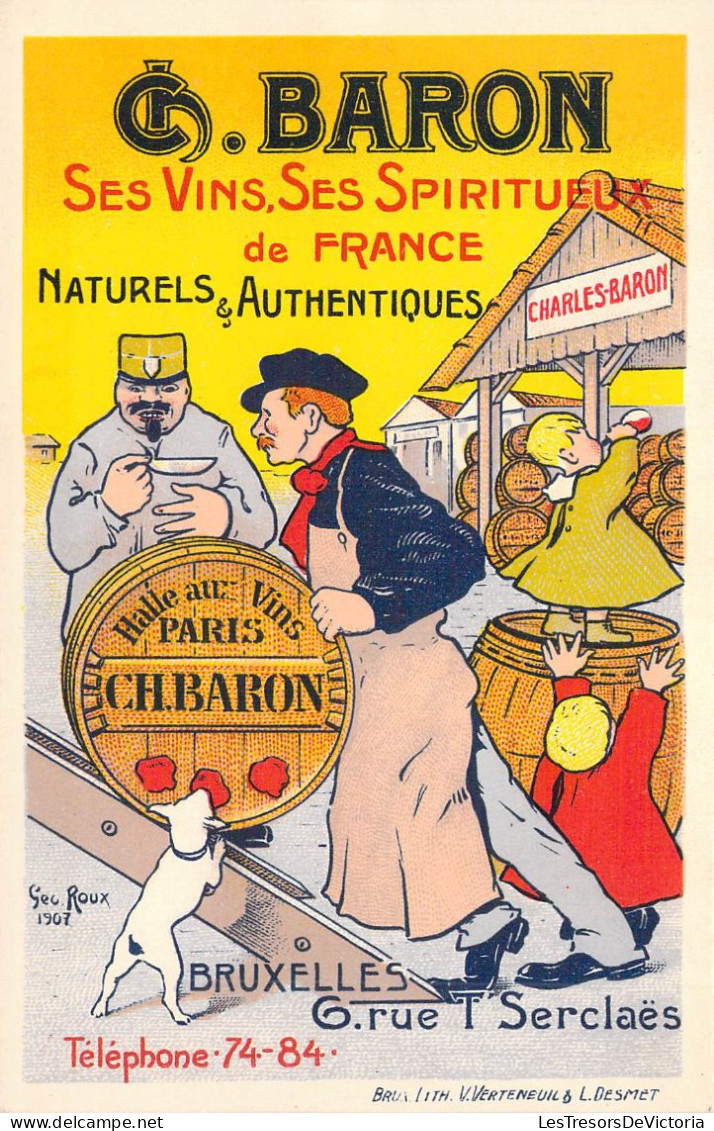 PUBLICITE - CH BARON Ses Vins - Ses Spiritueux De France - Naturels Authentiques - Carte Postale Ancienne - Reclame