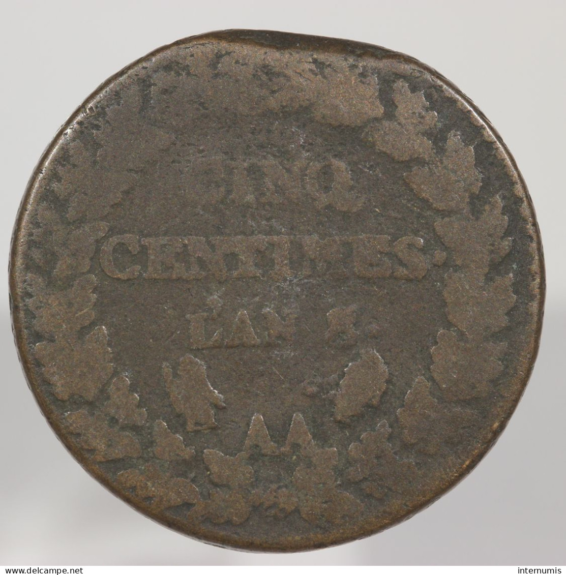 France, 5 Centimes, AN 8/5, AA - Metz, Cuivre (Copper), G.126a & F.115/66 - 5 Centimes